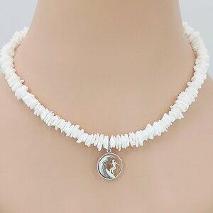 PUKA Seashell Silver Surfer Girl Necklace Choice 16-18-20-inch Square 7065-333